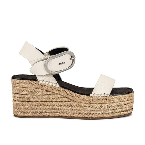 Rag & Bone Ansley Buckle Espadrille Wedge in Antique White SZ 38.5 - Picture 2 of 7